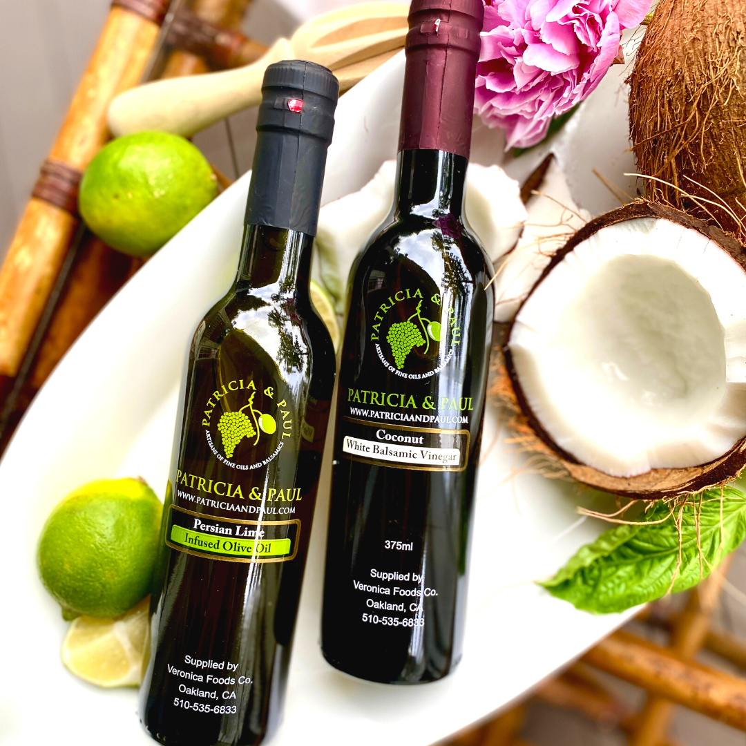 June Pairing- Persian Lime Fused Olive Oil + Coconut White Balsamic Pairing