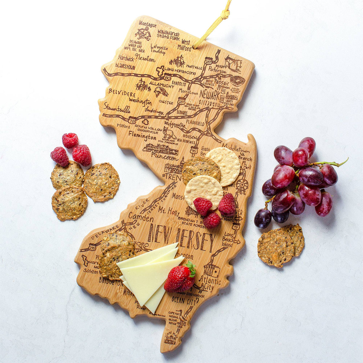 Destination New Jersey Cutting Board with Engraved Artwork