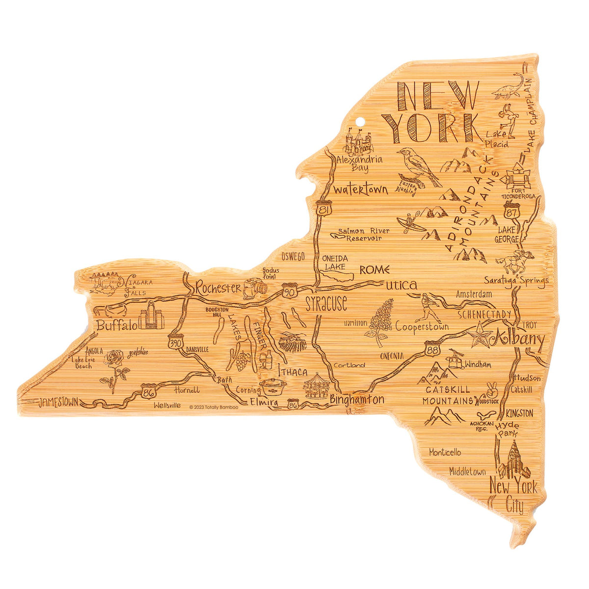 Destination New York Cutting Board with Engraved Artwork