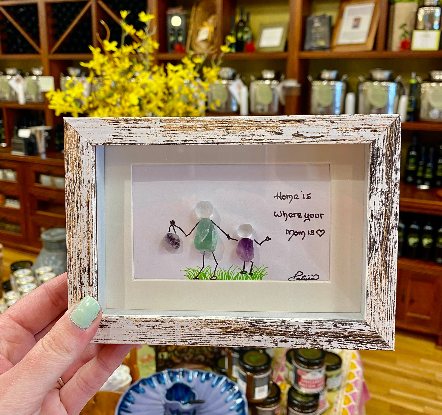 Home is Where Mom is Handmade Sea Glass Picture