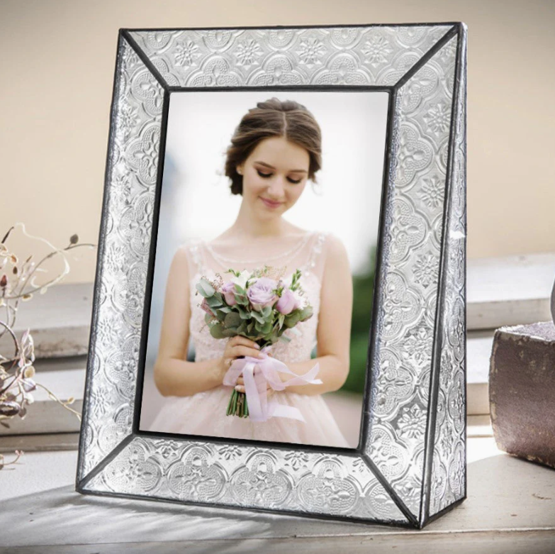 Vintage Glass Picture Frame 5 x 7 Vertical