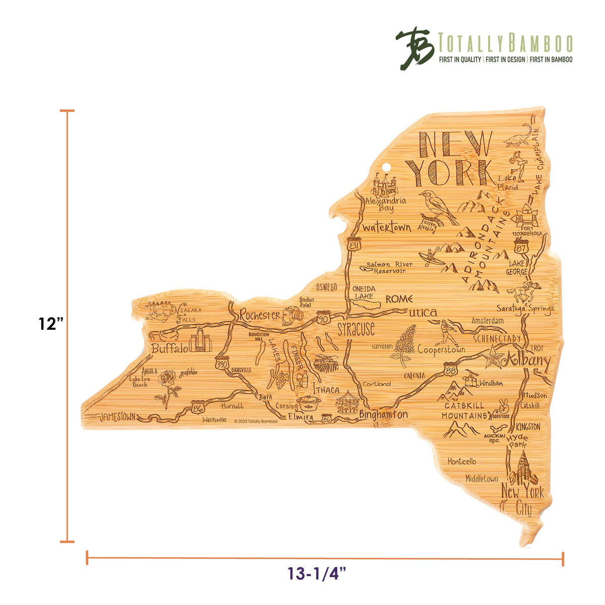 Destination New York Cutting Board with Engraved Artwork