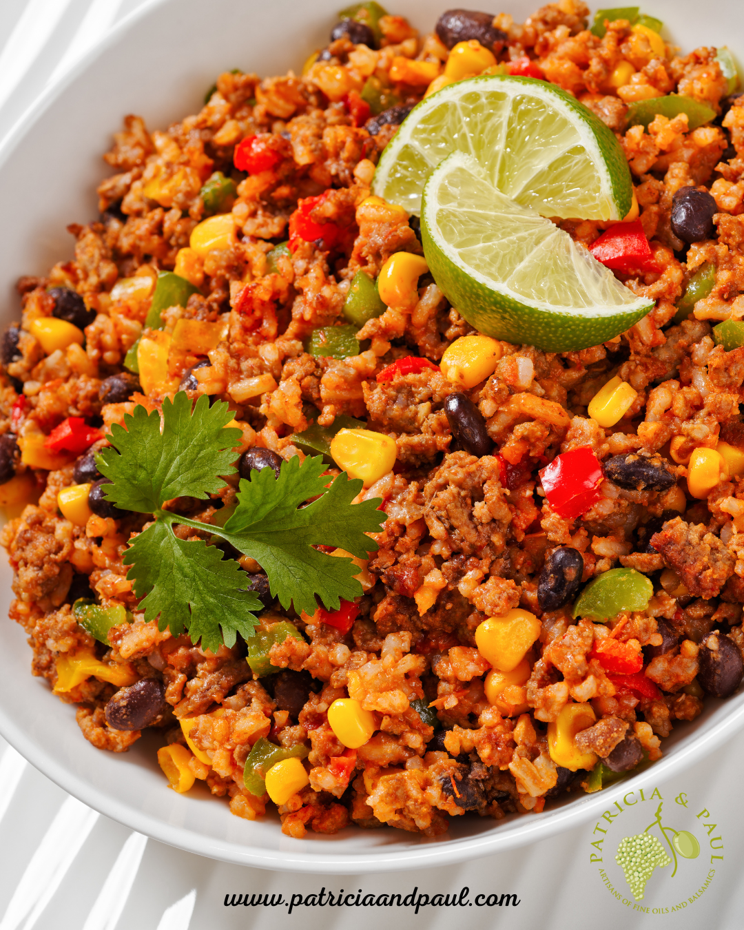 Baked Mexican Rice with Cilantro and Roasted Onion Olive Oil