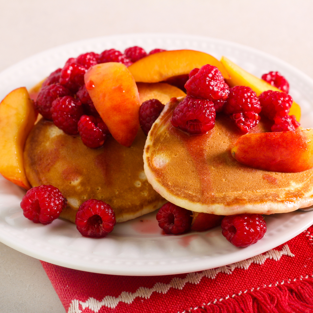 Summer Lime Pancakes with Peach Sauce