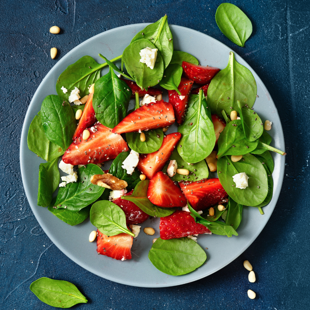 Strawberry Spinach Salad with Almonds and Dill