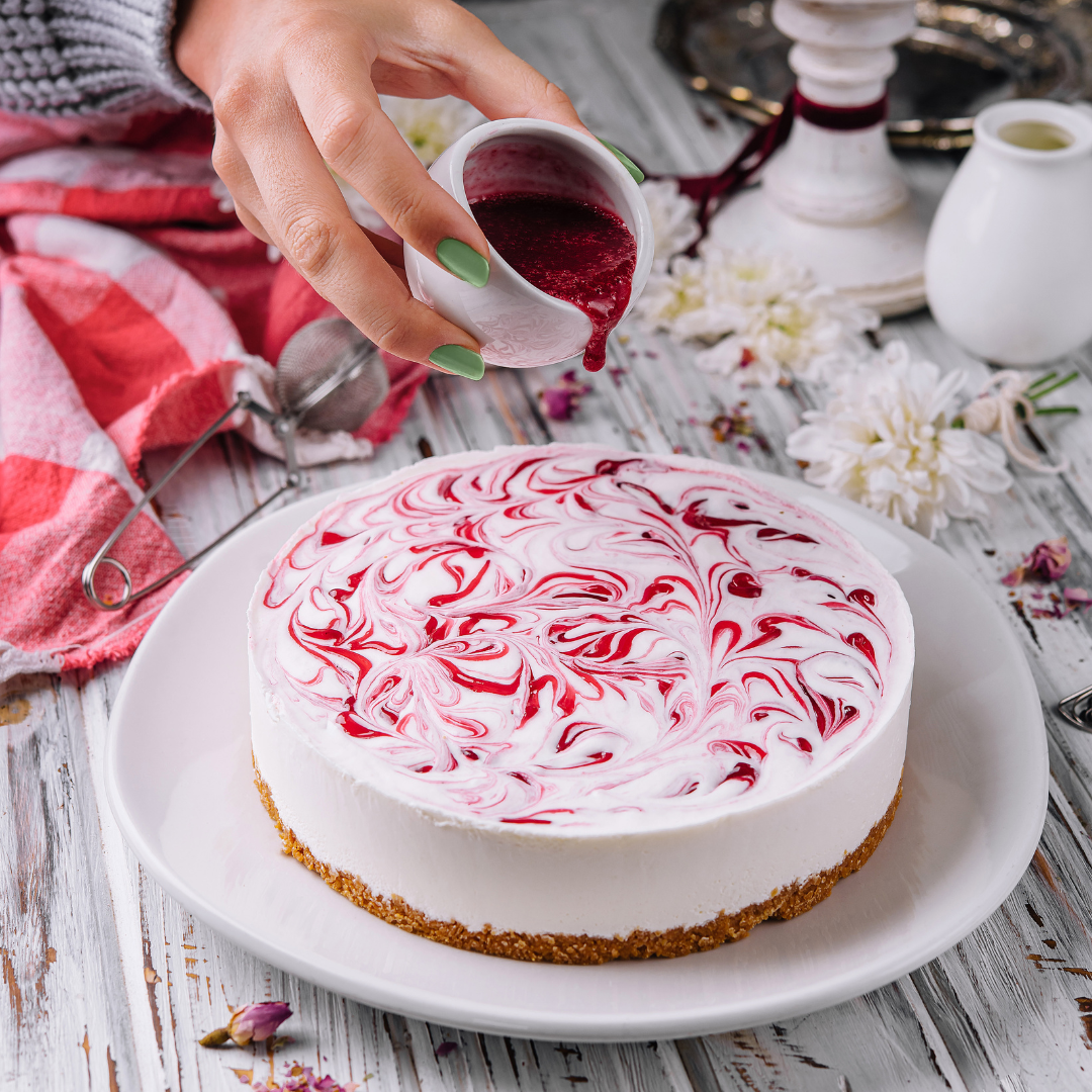 Cheesecake Treats with Raspberry Swirl