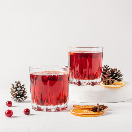 Cranberry Pear Balsamic and Seltzer Cocktail