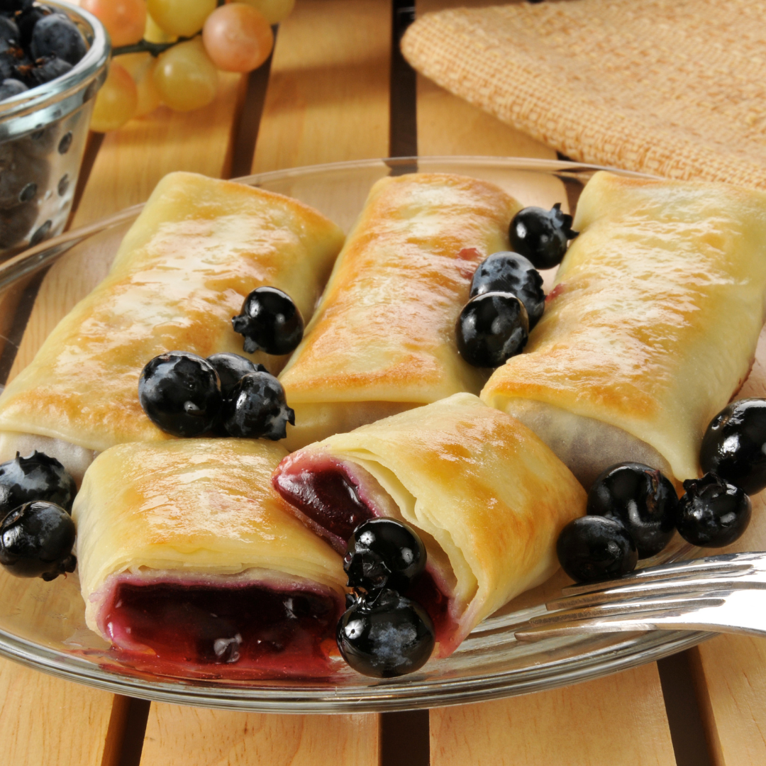 Citrus and Blueberry Blintzes