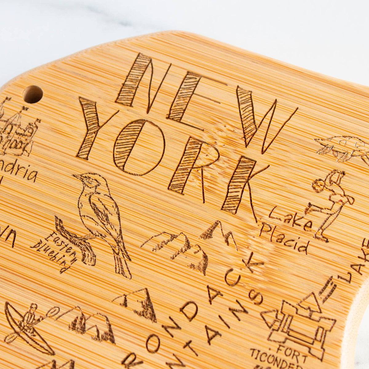Destination New York Cutting Board with Engraved Artwork
