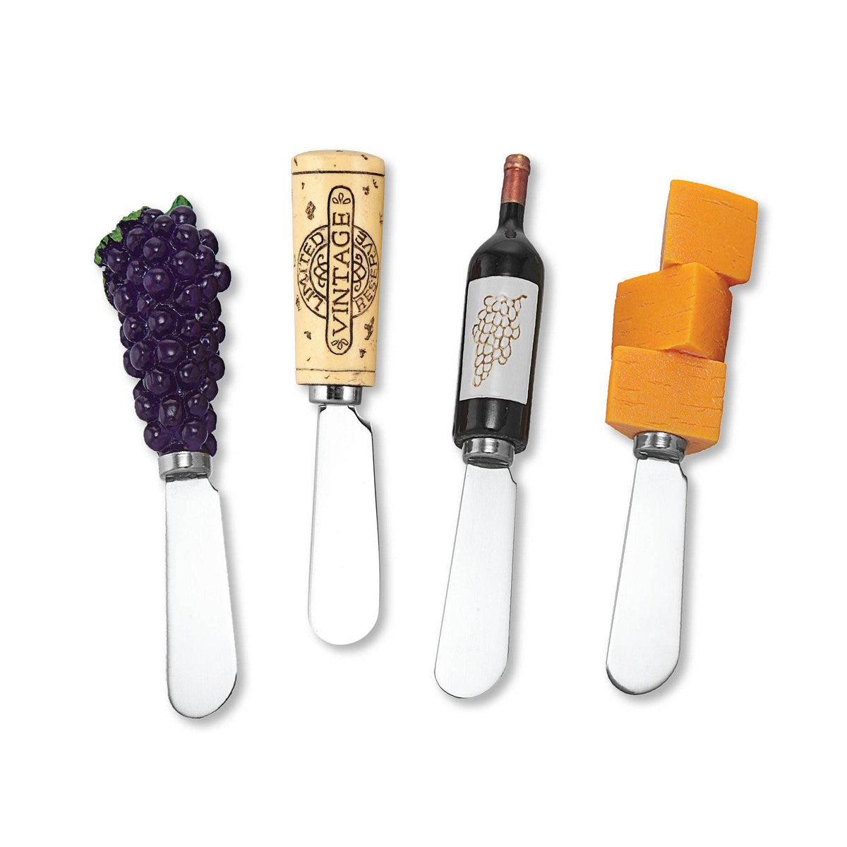 4-Piece Red Wine Tasting Polyresin Cheese Spreader