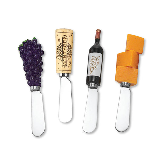 4-Piece Red Wine Tasting Polyresin Cheese Spreader