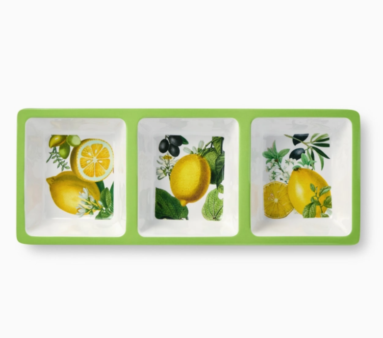 Limone Melamine 3-Section Relish Tray