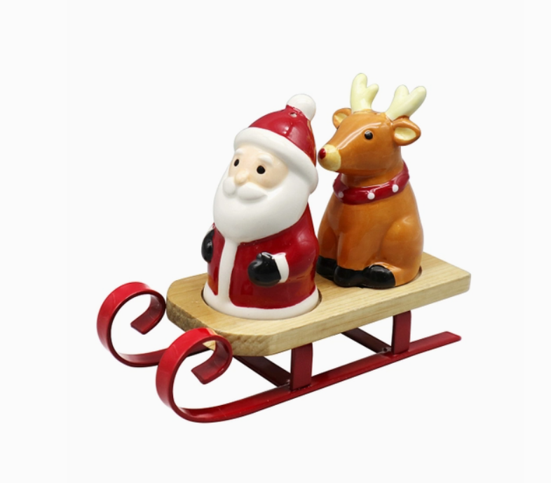 Sleigh Santa & Reindeer Salt and Pepper Set