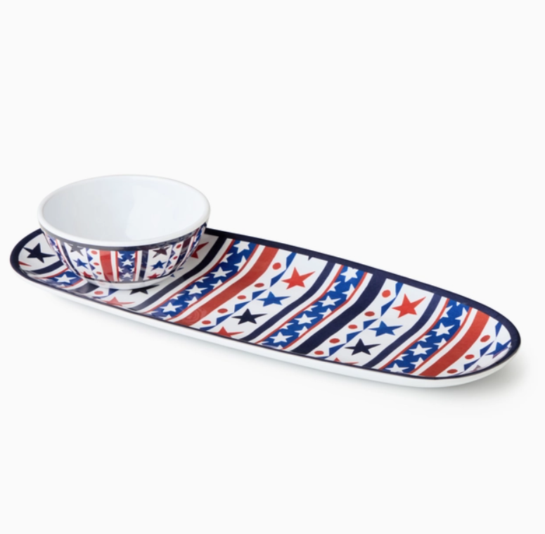 Stars and Stripes Melm Oval Tray w/ Dip Bowl