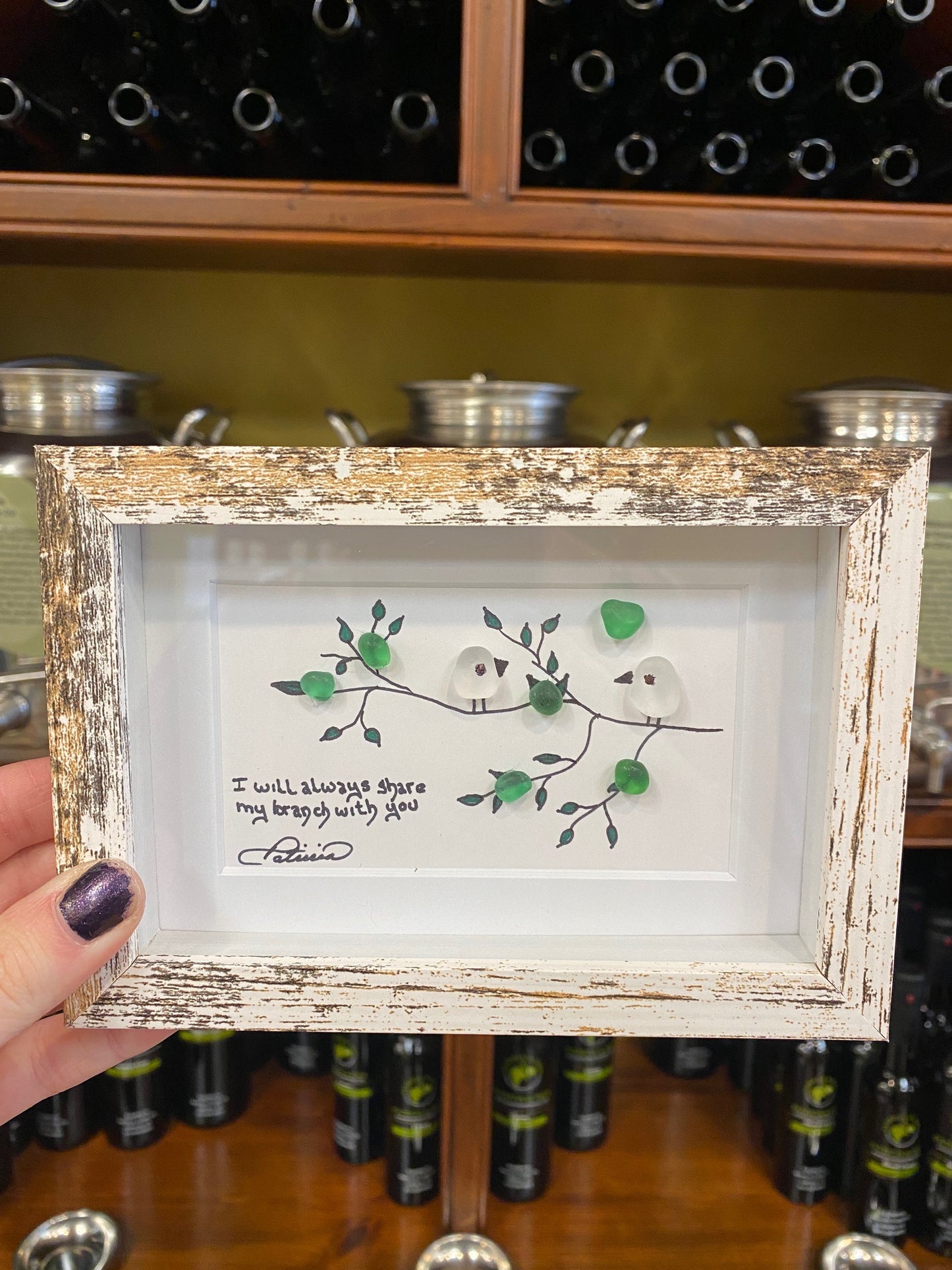 Shared Branch Handmade Sea Glass Picture