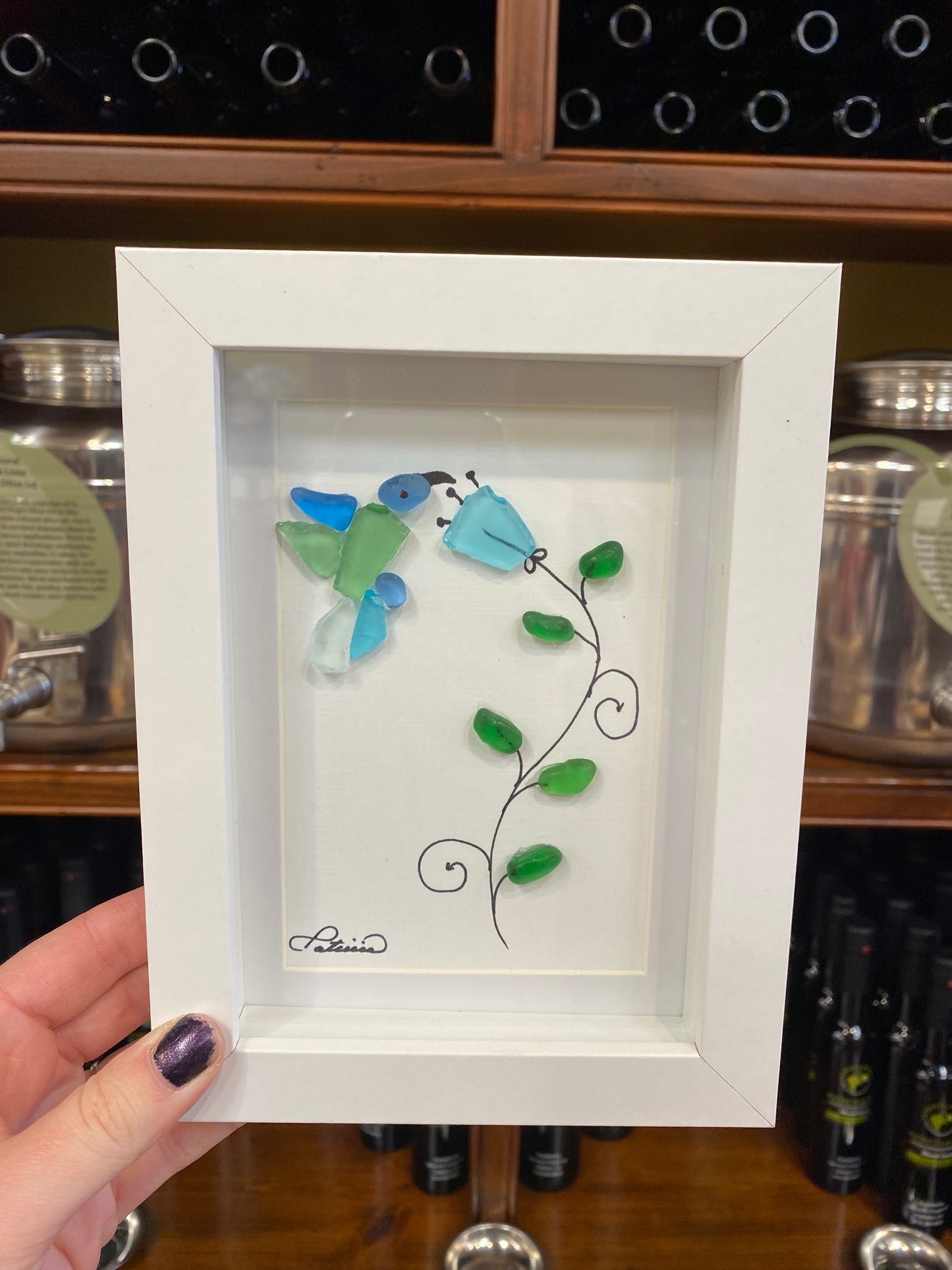 Humming Bird Handmade Sea Glass Picture