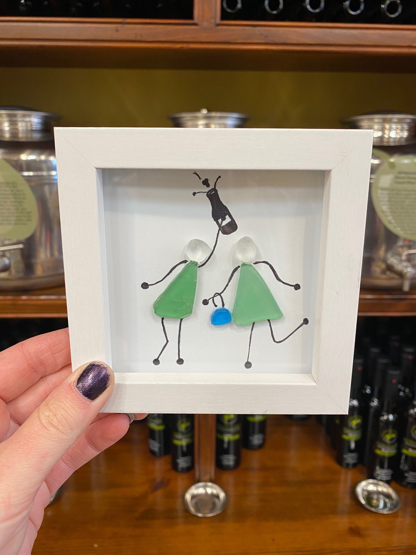 Dancing Ladies Handmade Sea Glass Picture