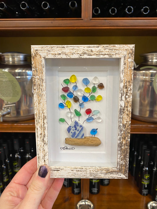 Colorful Tree Handmade Sea Glass Picture