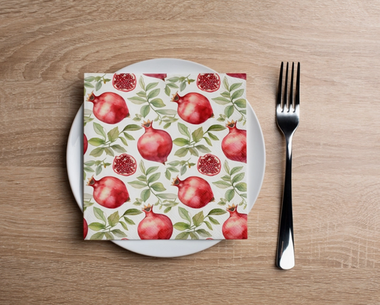 Pomegranate Greenery Cocktail Napkin