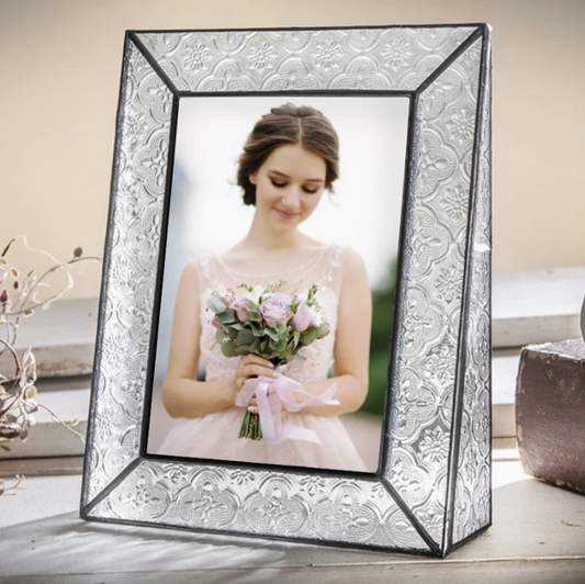Vintage Glass Picture Frame 5 x 7 Vertical