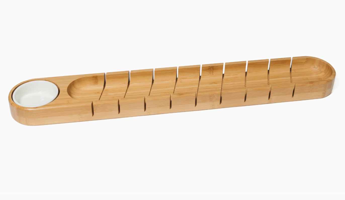 Bamboo Bread Board with Ceramic Bowl