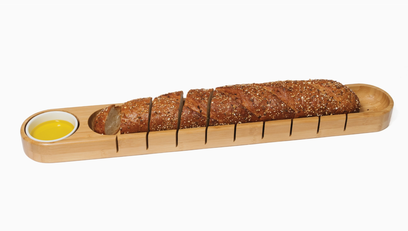 Bamboo Bread Board with Ceramic Bowl