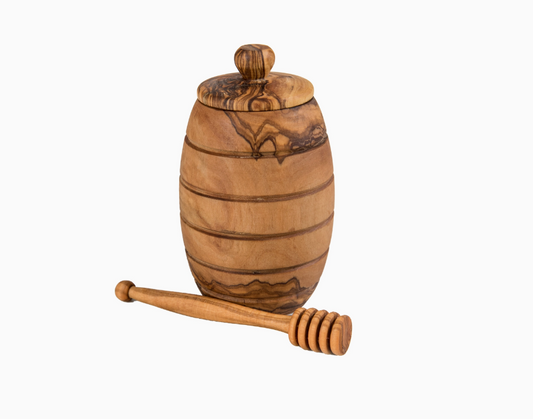 Olive Wood Honey Pot with Dipper