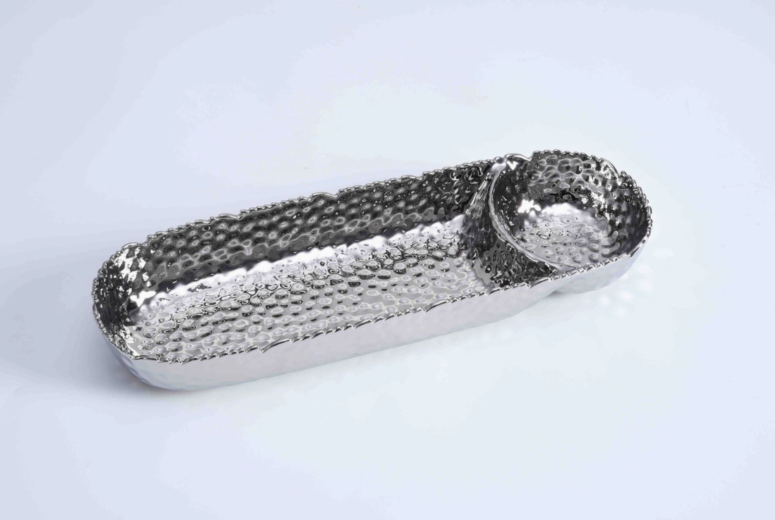 Silver Chip & Dip Serving Piece Dented