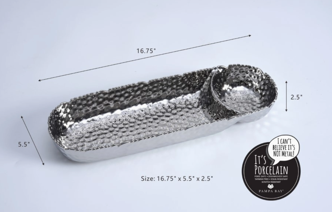 Silver Chip & Dip Serving Piece Dented