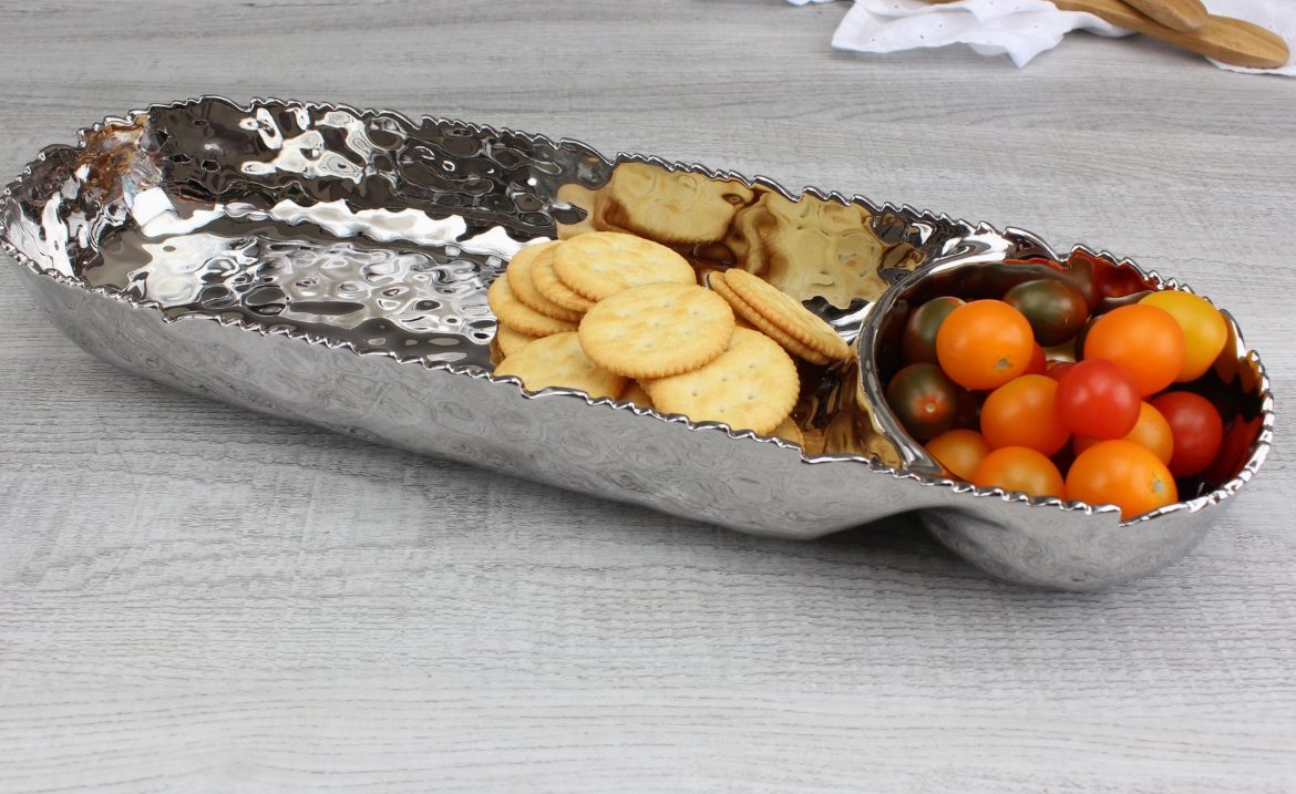 Silver Chip & Dip Serving Piece Dented