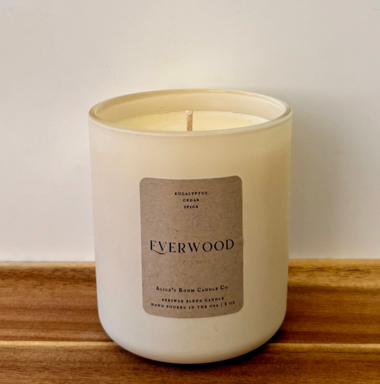 Everwood Hand poured beeswax-soy blend candle